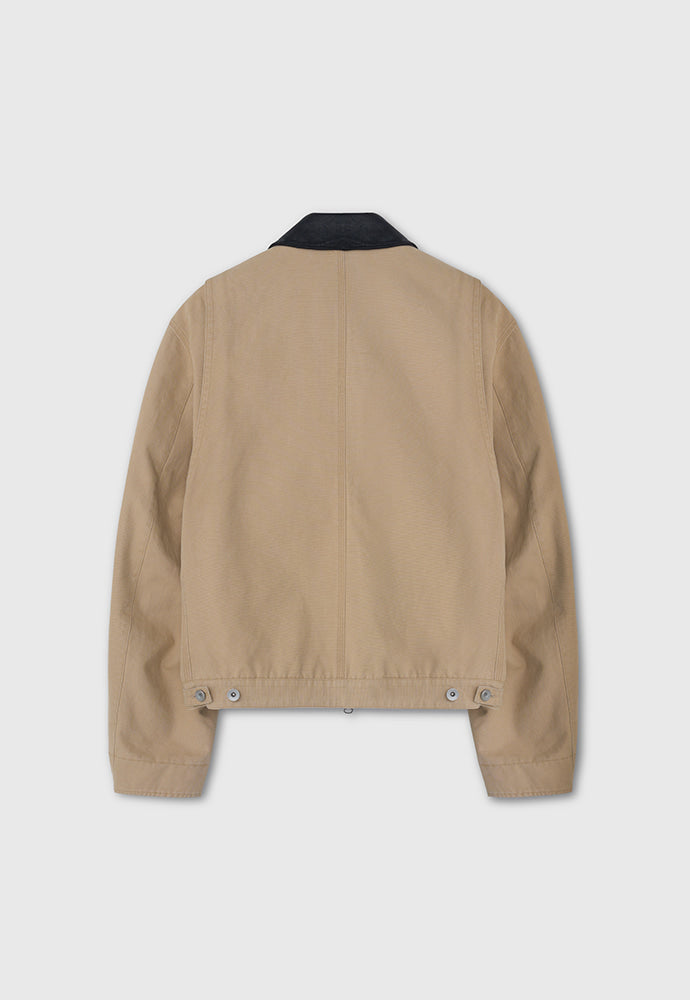 Tonywack - Leather Collar Garment-Washed Rivet Work Jacket (Faded Beige) product image 9 | TRAB K-Fashion Australia