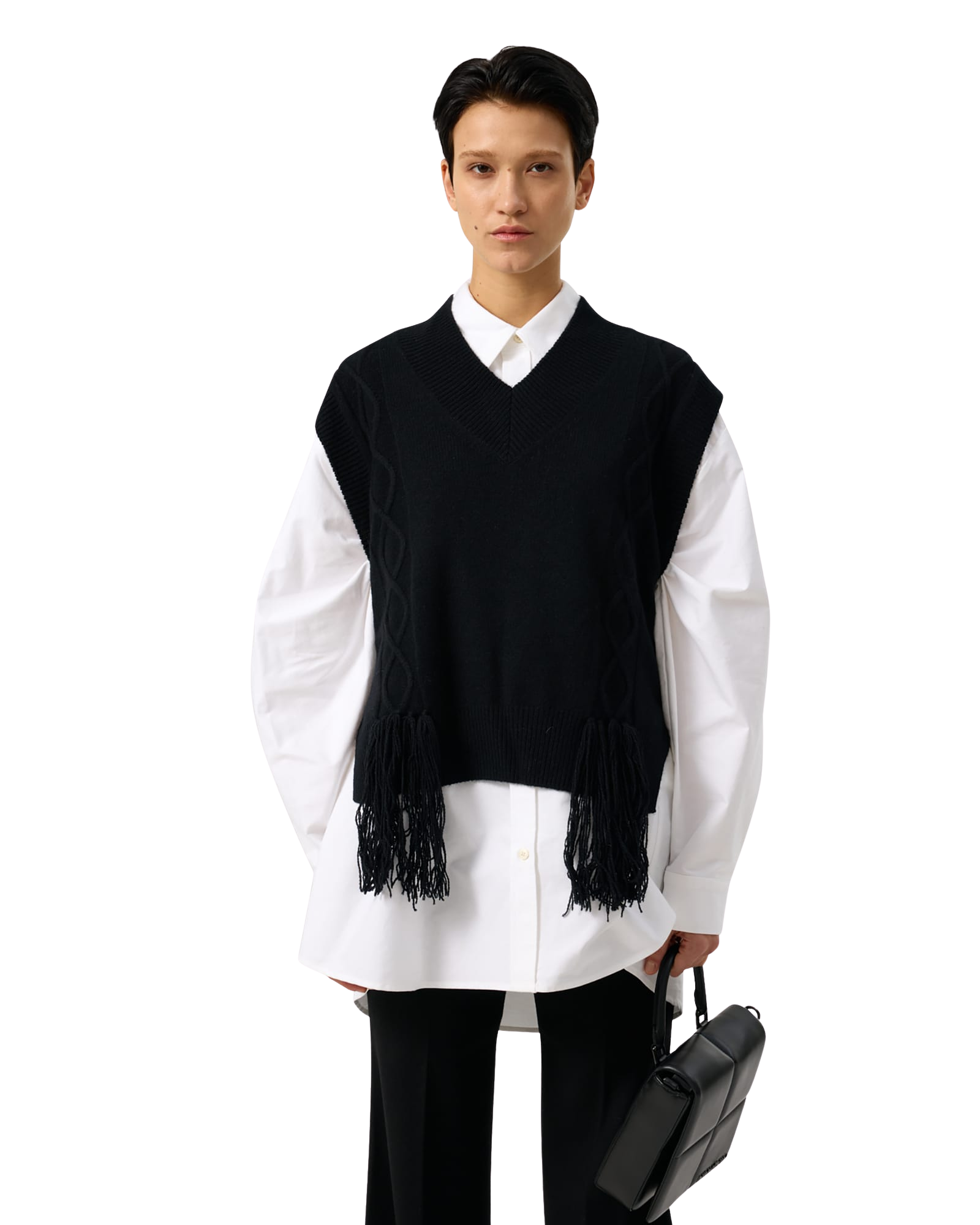 Kimhe Kim - Fringed Knit Vest (Black) product image 17 | TRAB K-Fashion Australia