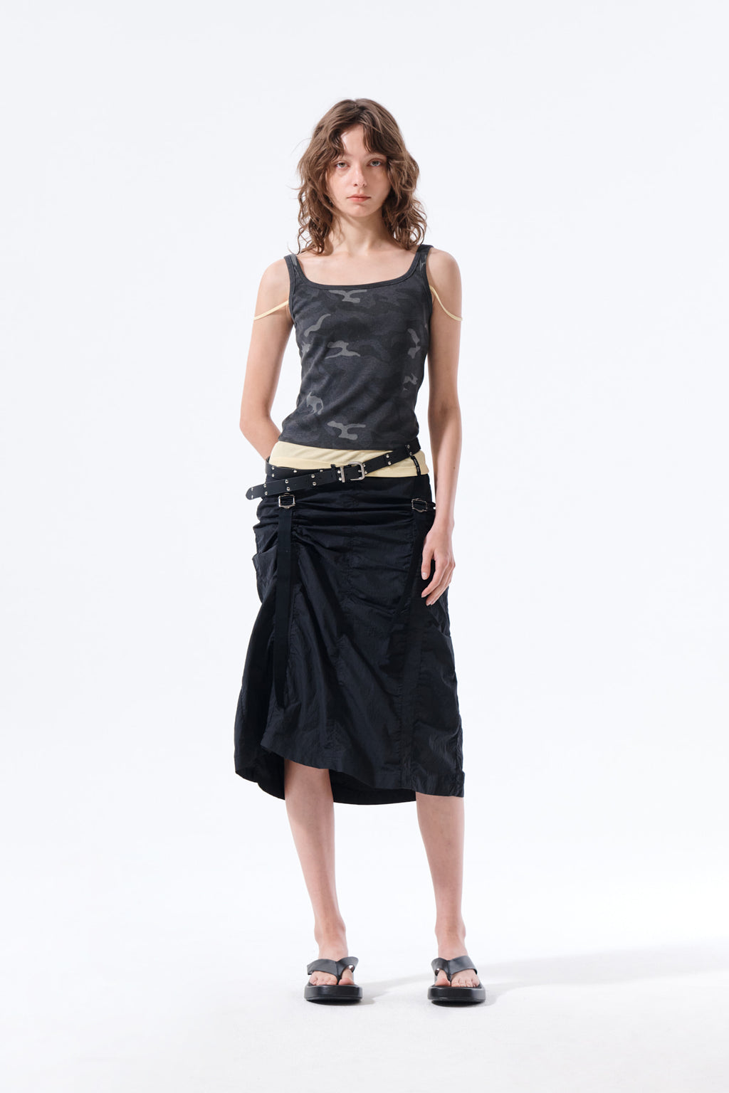 Matin Kim - Nylon Shirring Midi Skirt (Black) product image 10 | TRAB K-Fashion Australia