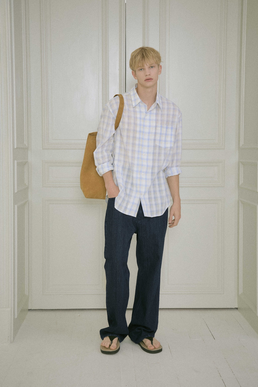 STU - Embroidery Check Shirt Sky (Blue) product image 15 | TRAB K-Fashion Australia