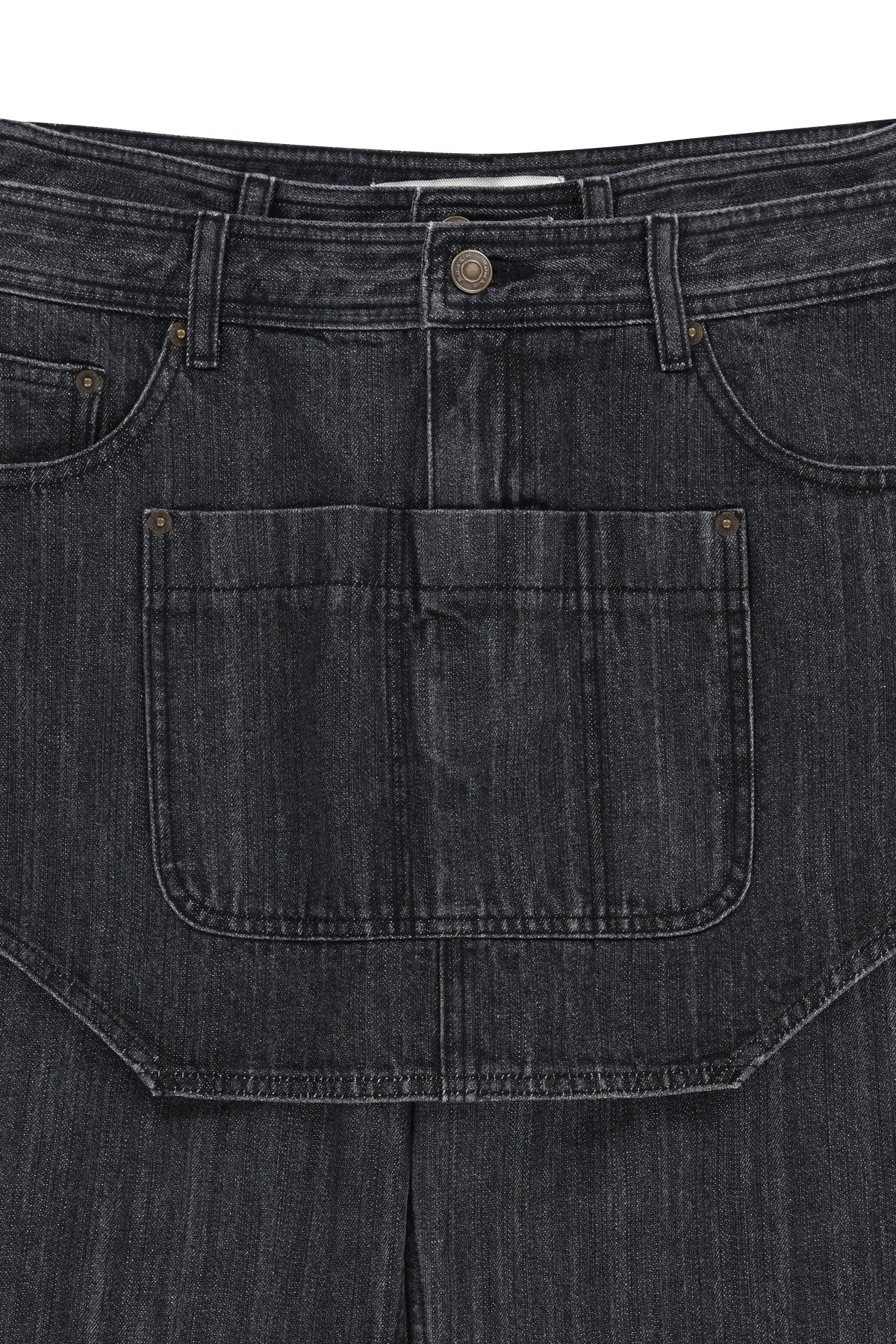 Matin Kim - Apron Layered Denim Pants (Black) product image 3 | TRAB K-Fashion Australia