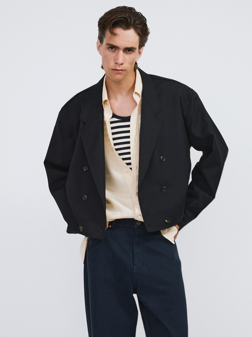 Recto - Double Breasted Short Jumper (Dark Navy) product image 4 | TRAB K-Fashion Australia