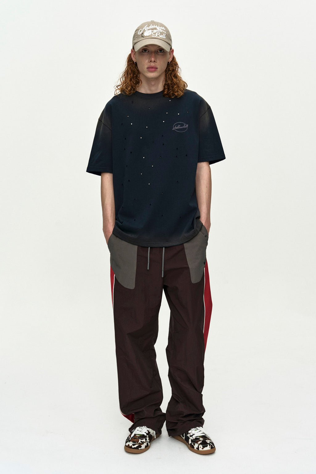 Andersson Bell - Unisex Color Block Nylon Track Pants (Red/Brown) product image 8 | TRAB K-Fashion Australia