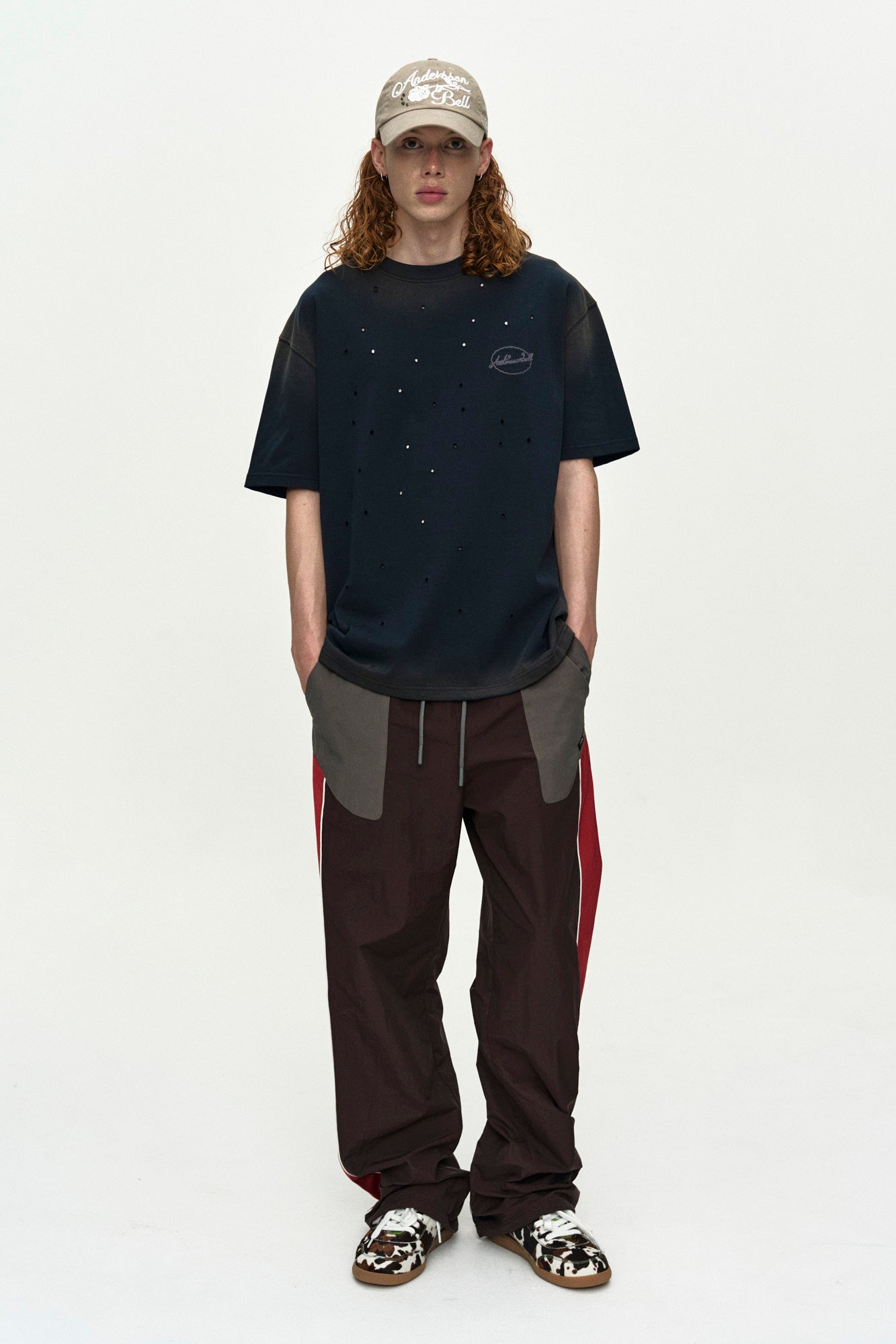 Andersson Bell - Unisex Color Block Nylon Track Pants (Red/Brown) product image 8 | TRAB K-Fashion Australia