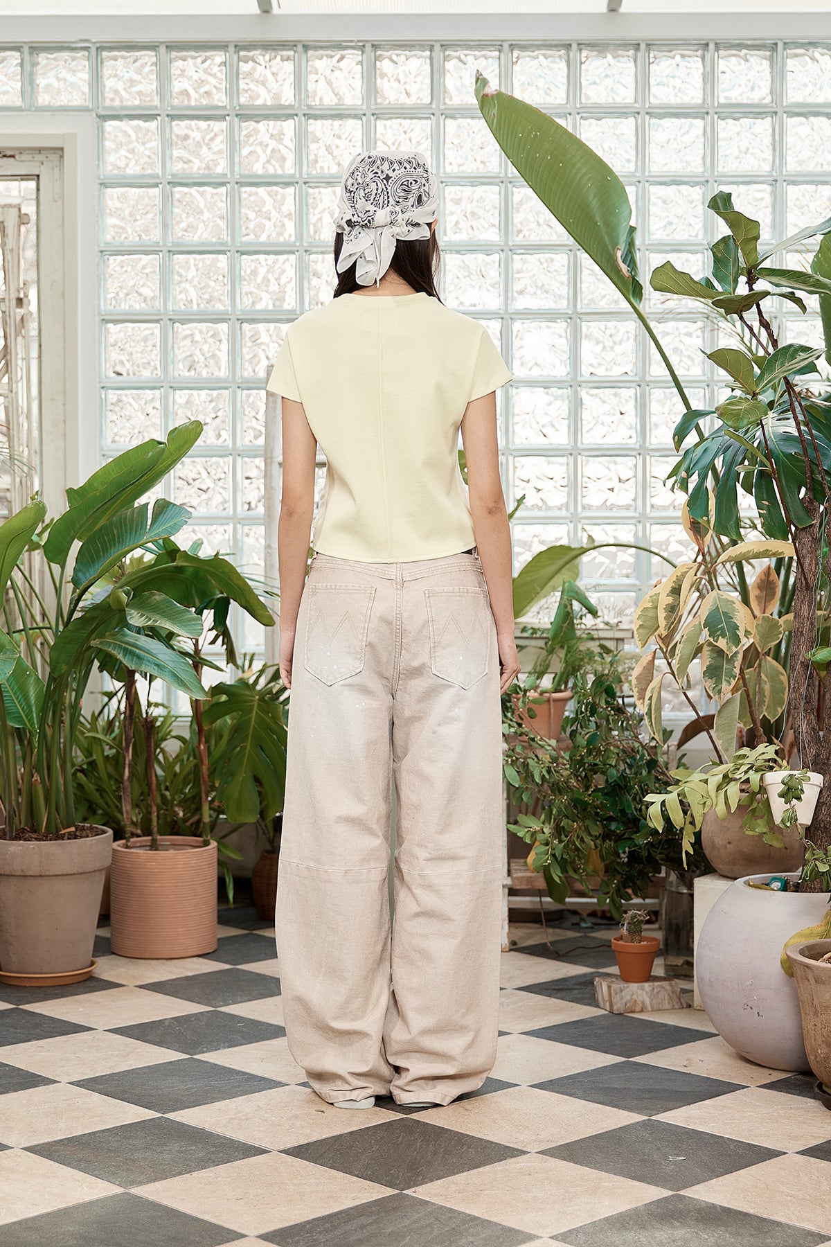 Matin Kim - Unbalance Cut Point Vintage Cotton Pants (Beige) product image 8 | TRAB K-Fashion Australia