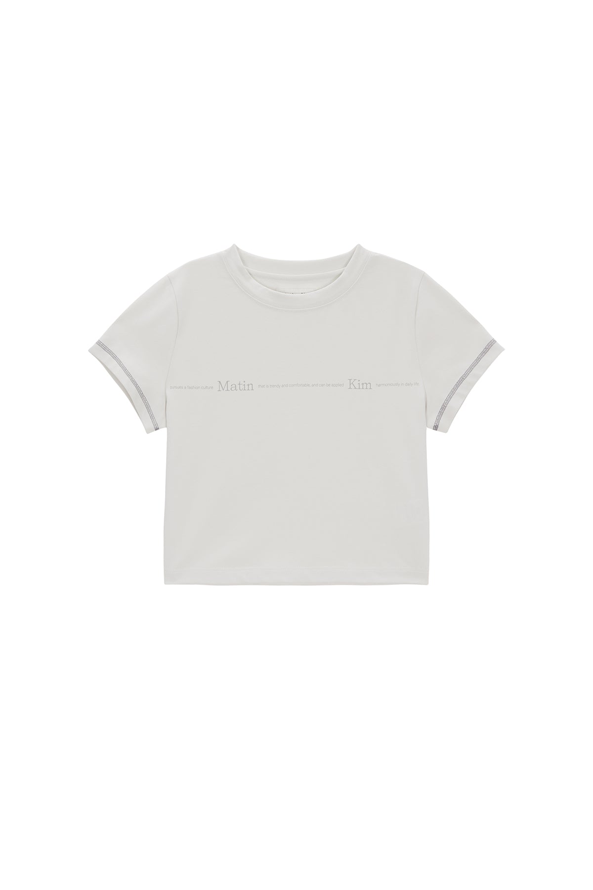 Matin Kim - Matin Small Line Logo Stitch Crop Top (White) product image 11 | TRAB K-Fashion Australia