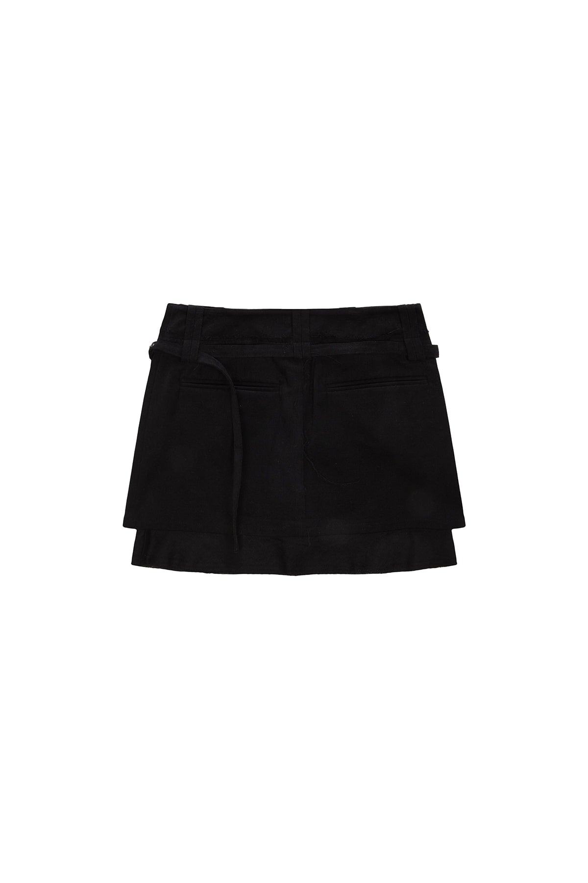 Matin Kim - Layered Belted Mini Skirt (Black) product image 2 | TRAB K-Fashion Australia