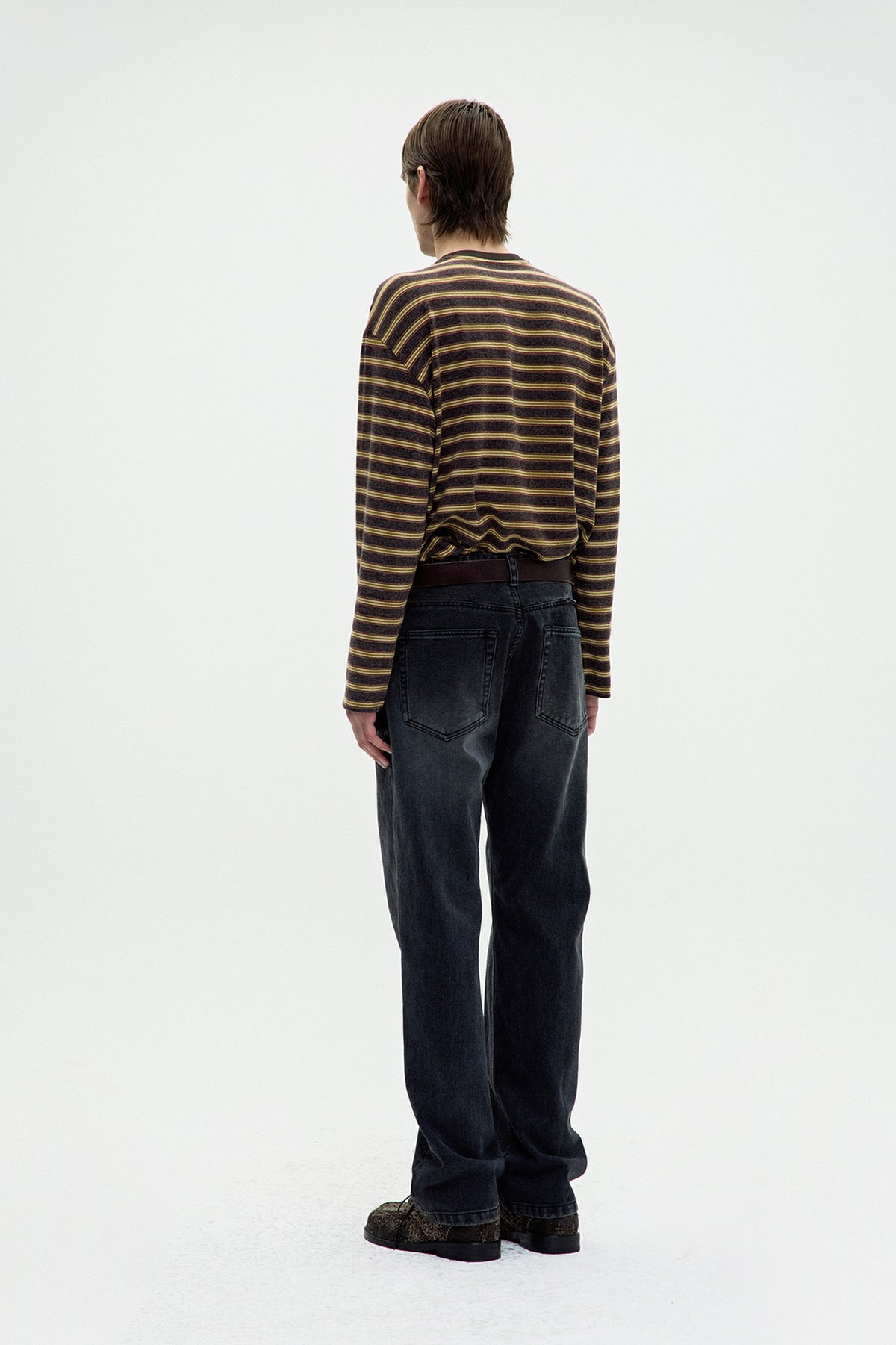 Coor - Soft Brushed Multi Pin Stripe T-Shirt (Dark Brown) product image 4 | TRAB K-Fashion Australia