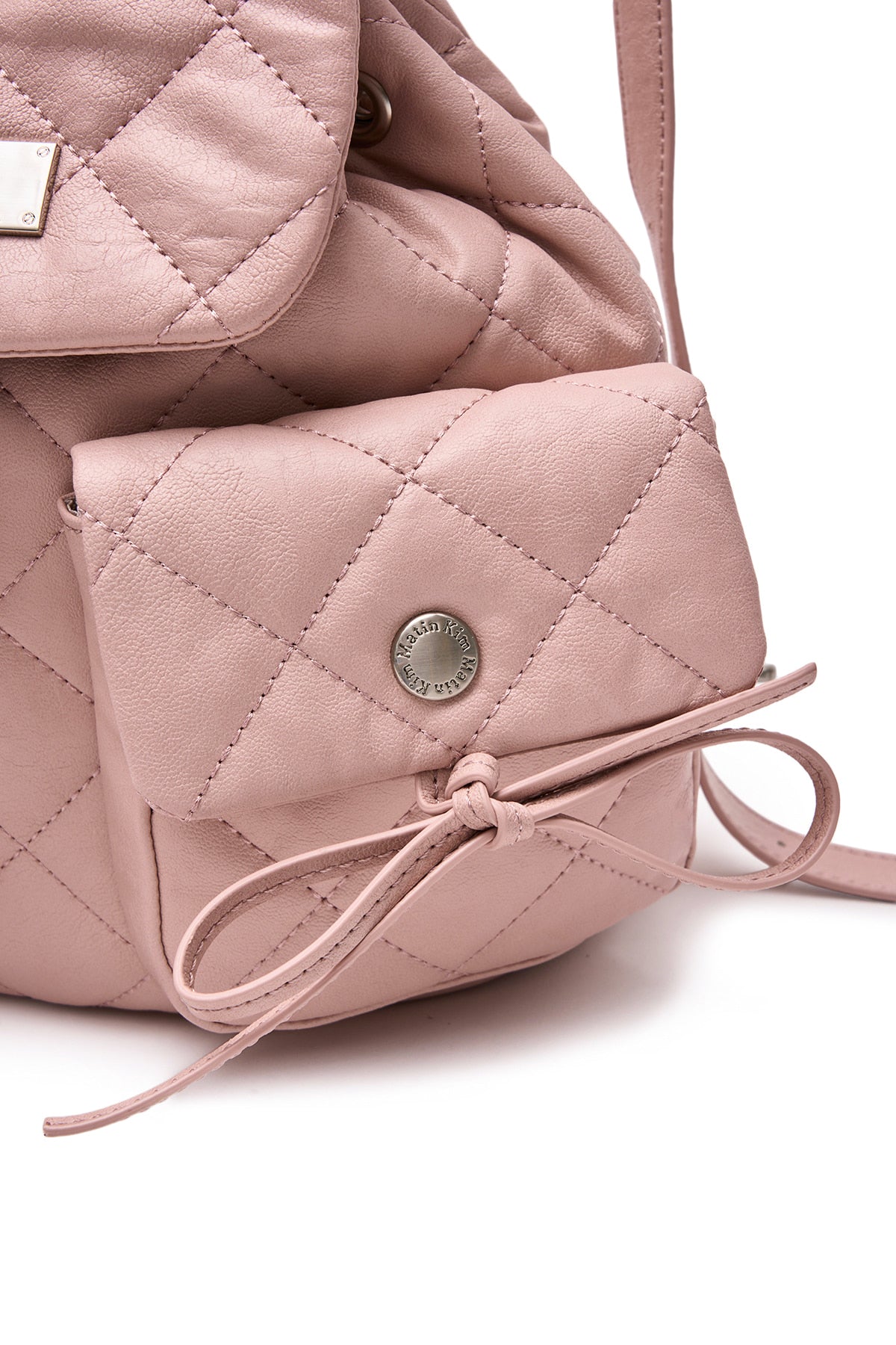 Matin Kim - Double Pocket Quilting Mini Backpack (Pink) product image 3 | TRAB K-Fashion Australia