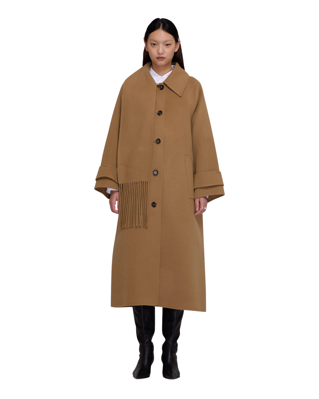Kimhe Kim - Scarf Detail Long Coat (Beige) product image 1 | TRAB K-Fashion Australia