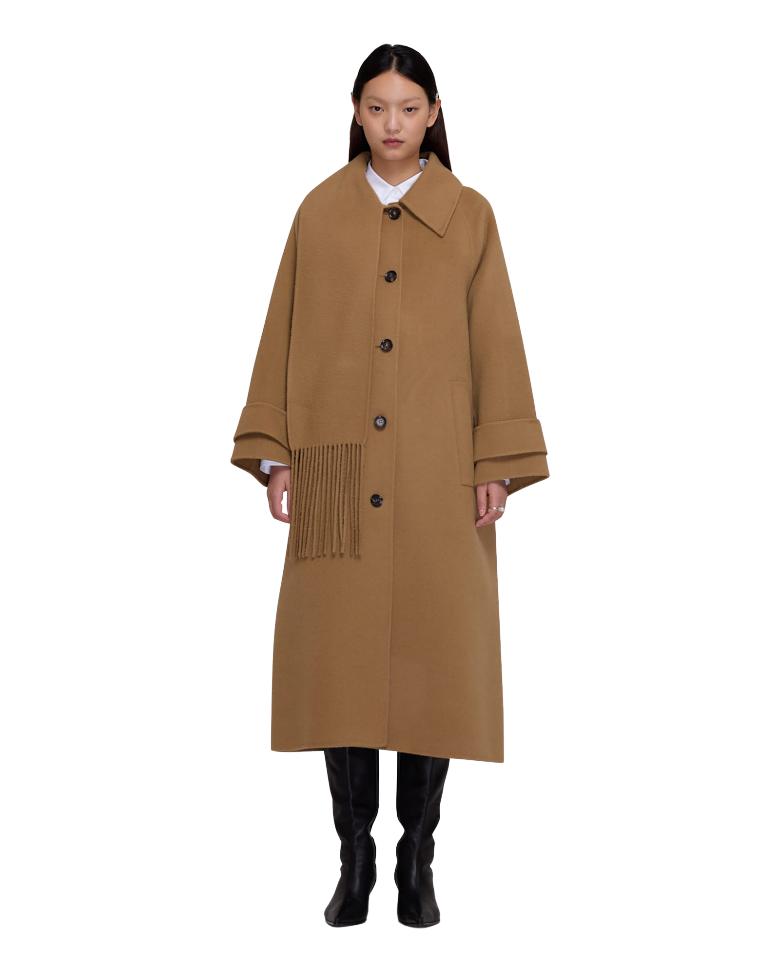 Kimhe Kim - Scarf Detail Long Coat (Beige) product image 1 | TRAB K-Fashion Australia