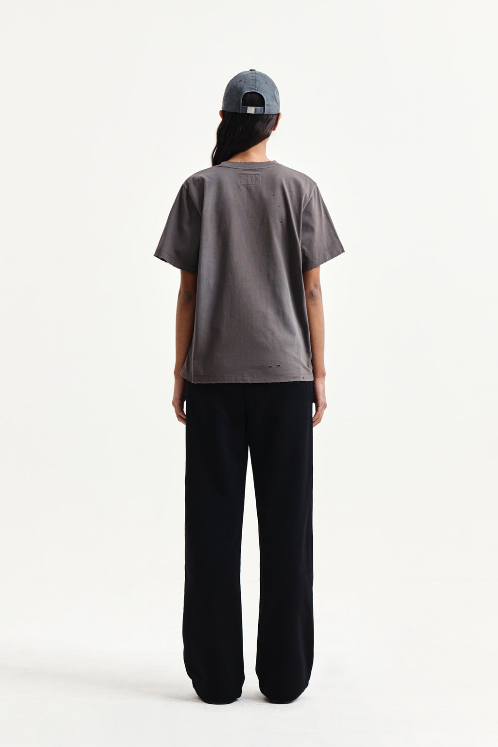 Matin Kim - Spray Washed Lettering Damaged Top (Charcoal) product image 7 | TRAB K-Fashion Australia