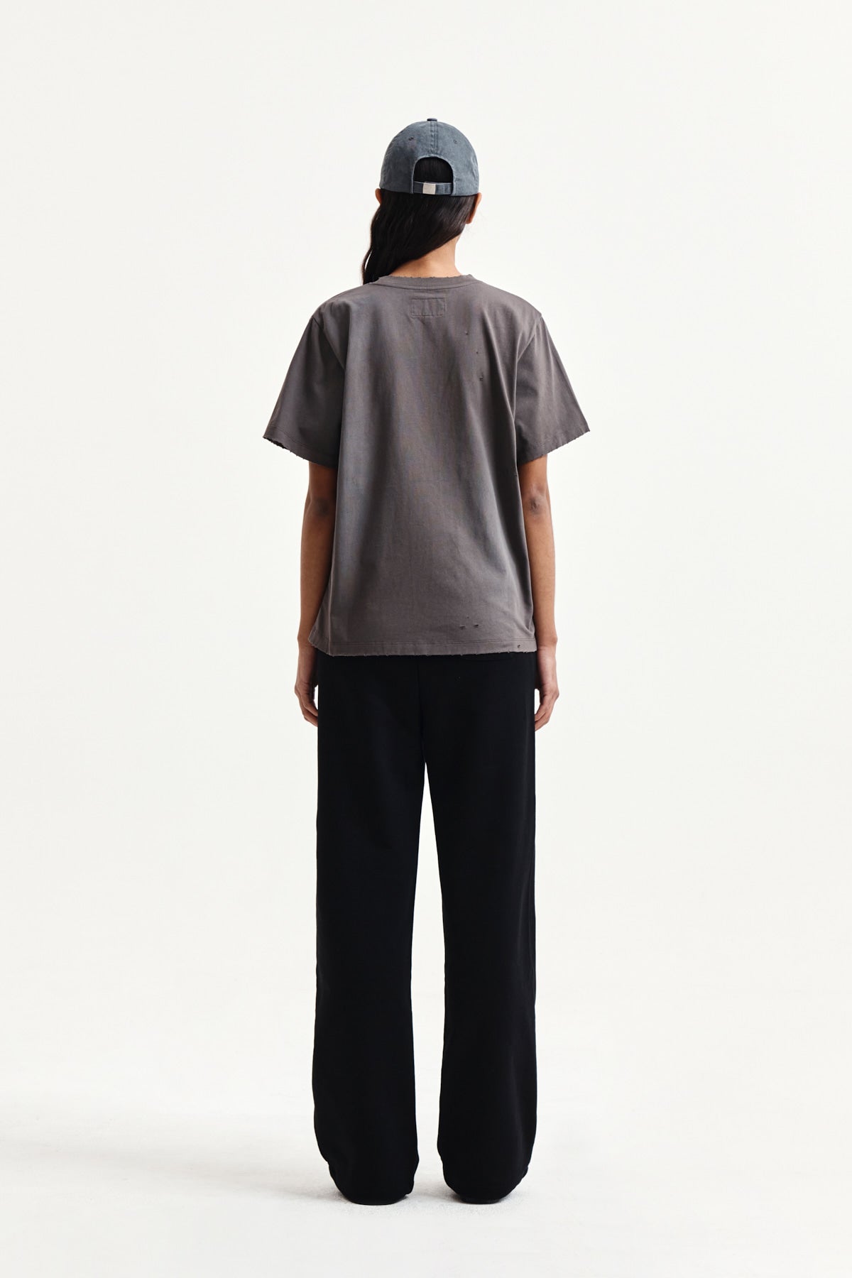 Matin Kim - Spray Washed Lettering Damaged Top (Charcoal) product image 7 | TRAB K-Fashion Australia