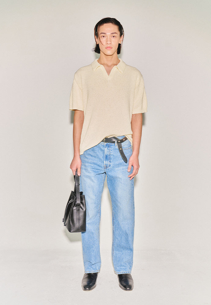 Tonywack - Soft Textured Boucle Open-Collar Knit (Pale Yellow) product image 1 | TRAB K-Fashion Australia