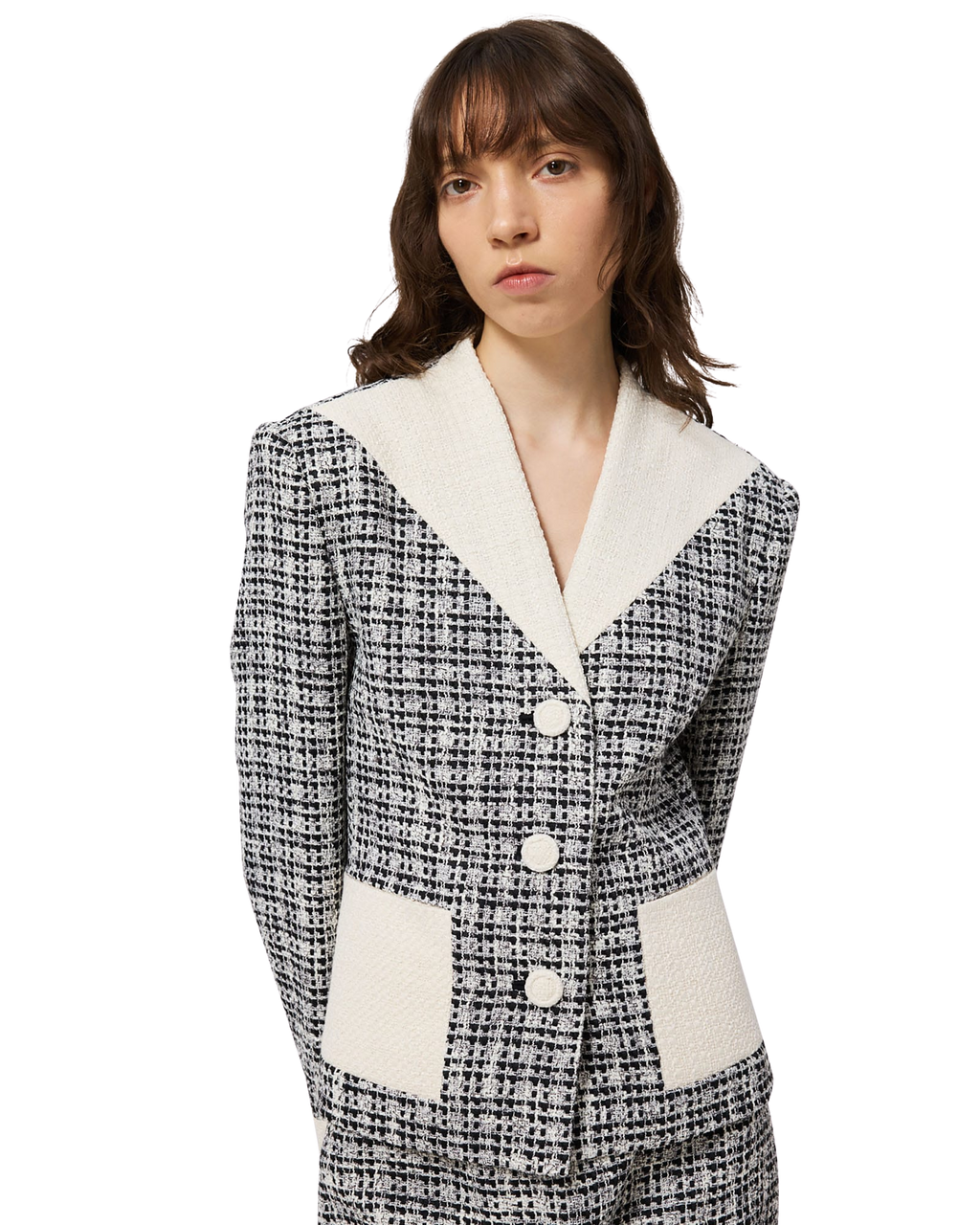 Kimhe Kim - Malevich Cropped Tweed Jacket (Black/White) product image 7 | TRAB K-Fashion Australia