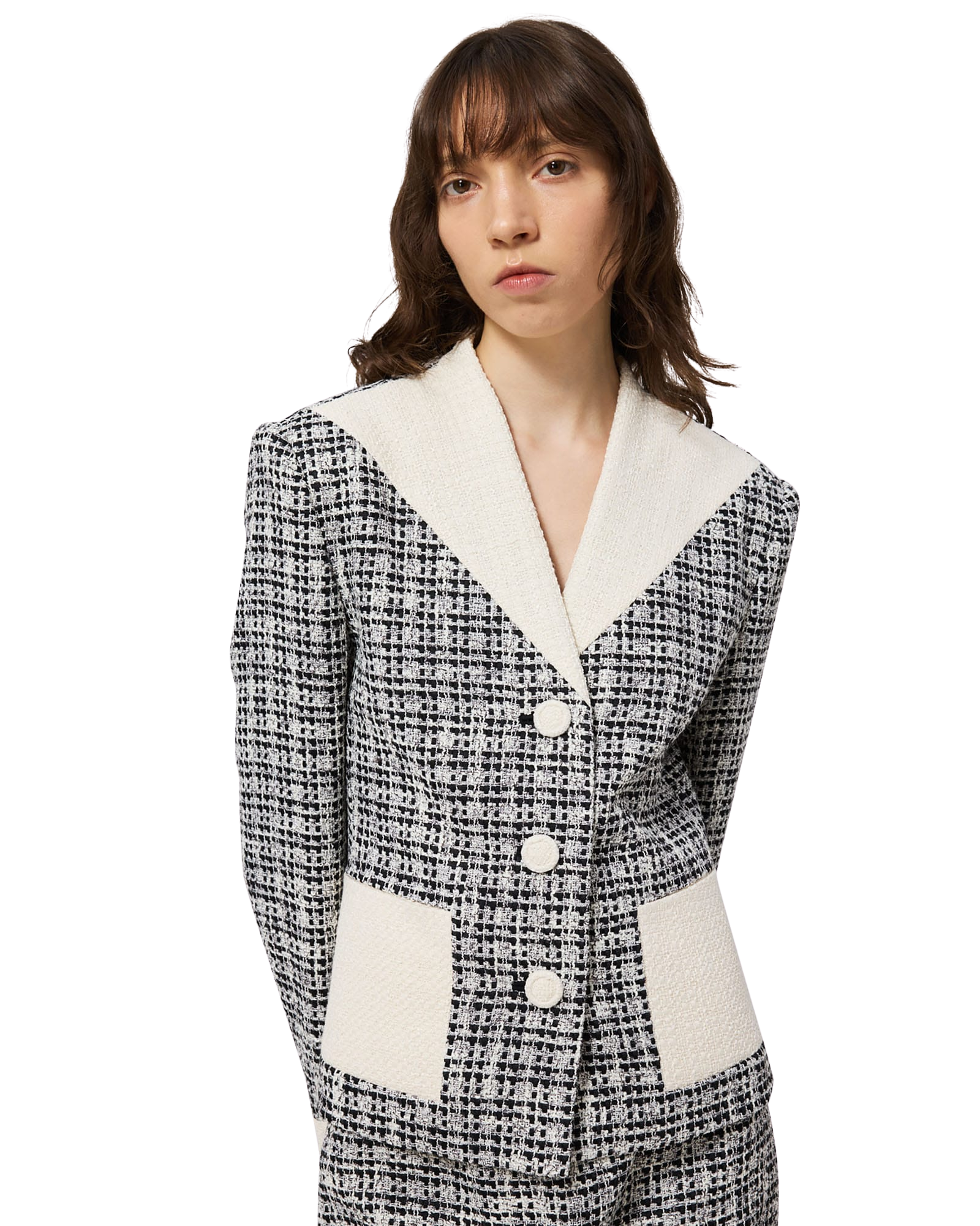 Kimhe Kim - Malevich Cropped Tweed Jacket (Black/White) product image 7 | TRAB K-Fashion Australia