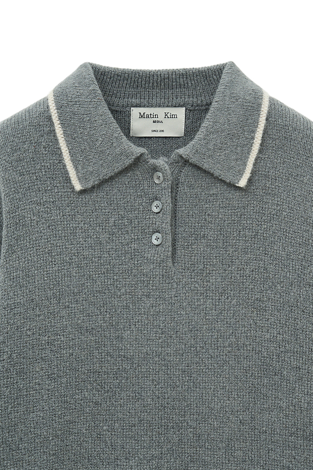 Matin Kim - Back Logo Collar Knit Top (Grey) product image 4 | TRAB K-Fashion Australia