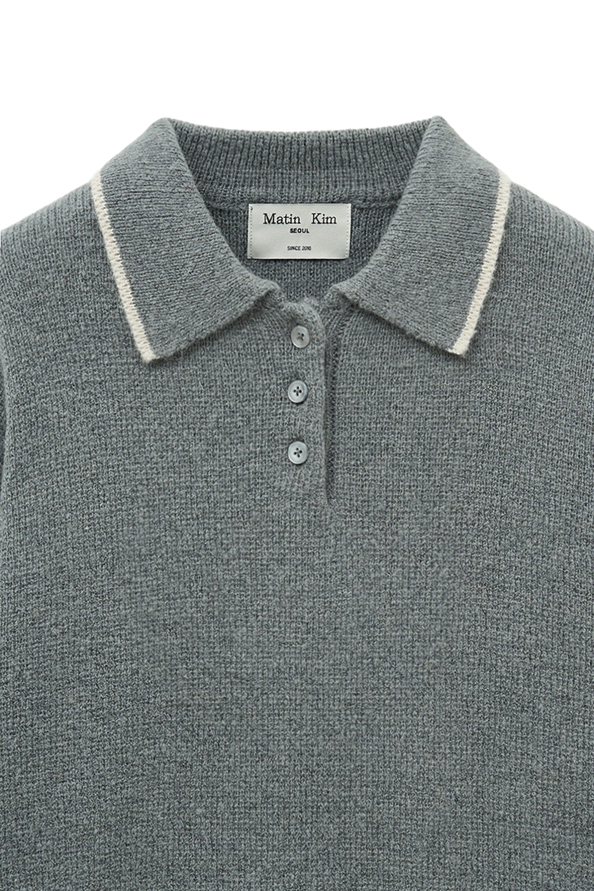 Matin Kim - Back Logo Collar Knit Top (Grey) product image 4 | TRAB K-Fashion Australia