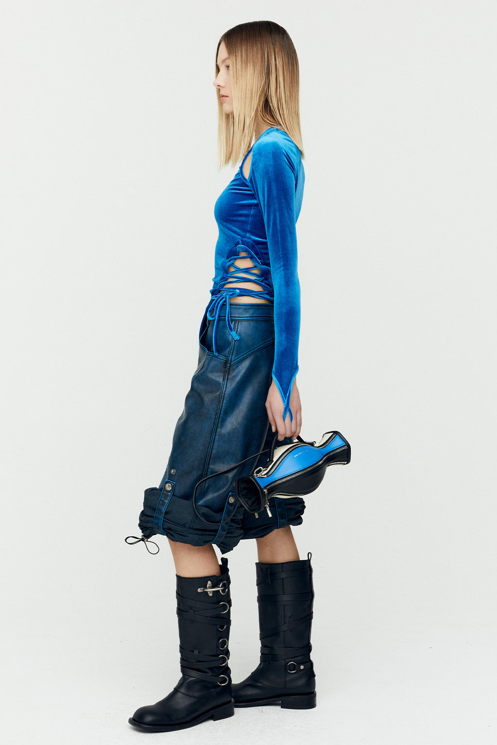 Andersson Bell - Velvet Cut-Out Top (Blue) product image 3 | TRAB K-Fashion Australia