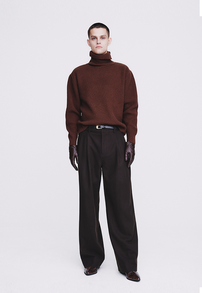 Tonywack - Hard Twist Wool Slit Turtleneck Knit (Brown) product image 3 | TRAB K-Fashion Australia