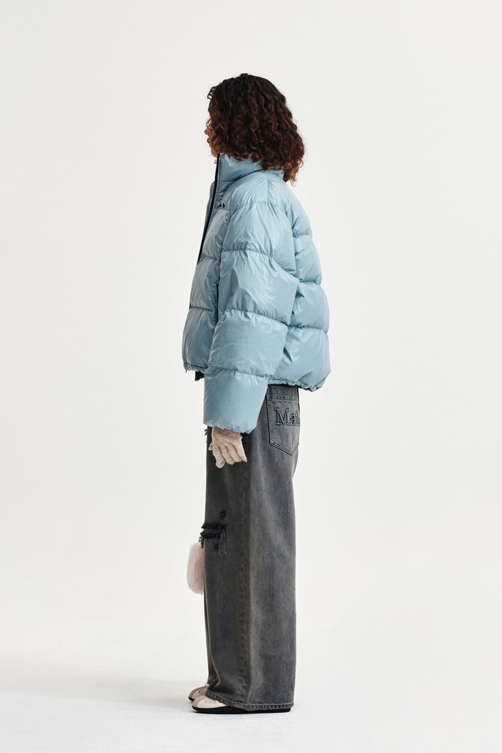 Matin Kim - Small Logo Volume Down Jumper (Light Grey) product image 6 | TRAB K-Fashion Australia