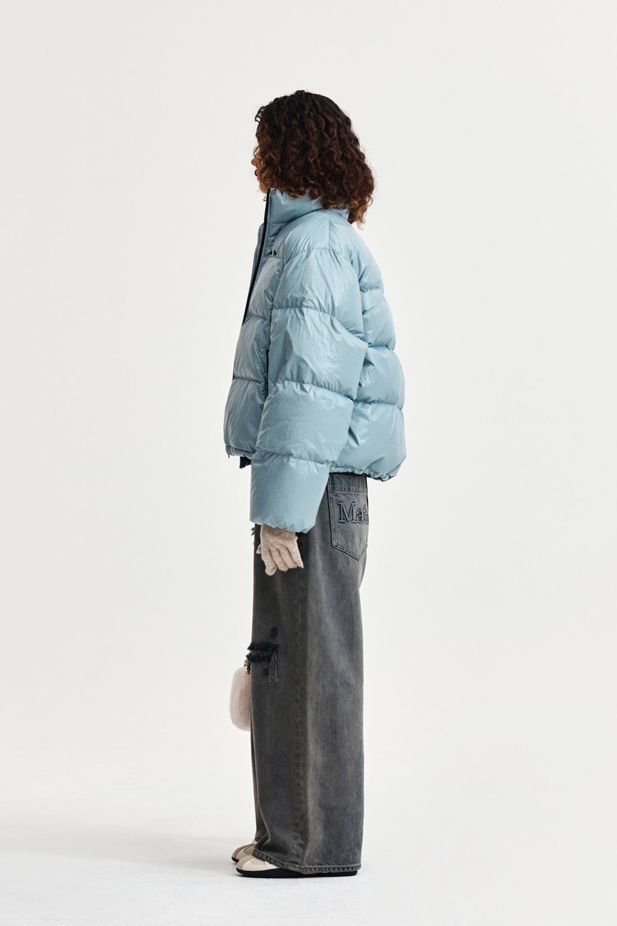 Matin Kim - Small Logo Volume Down Jumper (Light Grey) product image 6 | TRAB K-Fashion Australia
