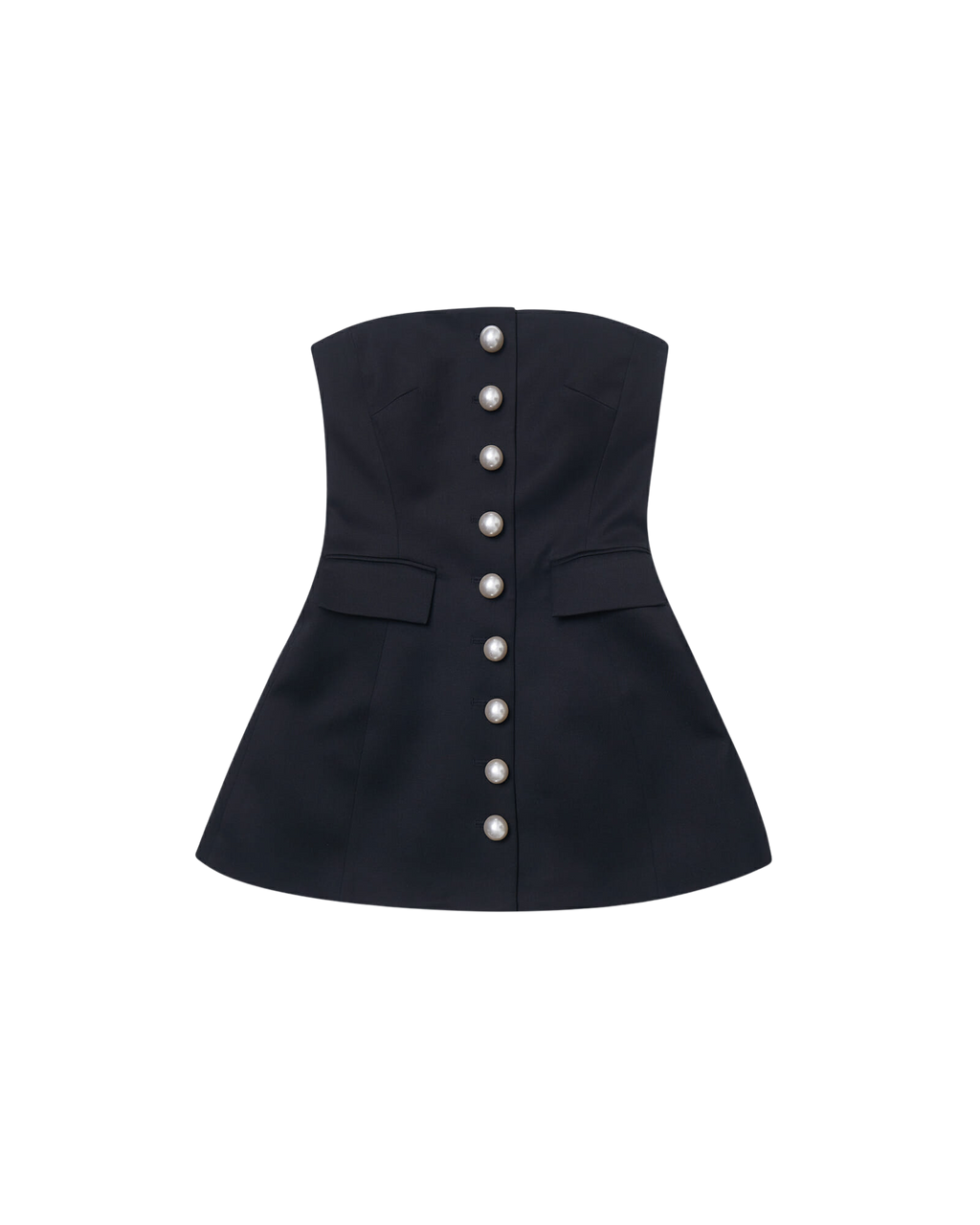Kimhe Kim - Pearl Buttons Wool-Blend Bustier Mini Dress (Black) product image 6 | TRAB K-Fashion Australia