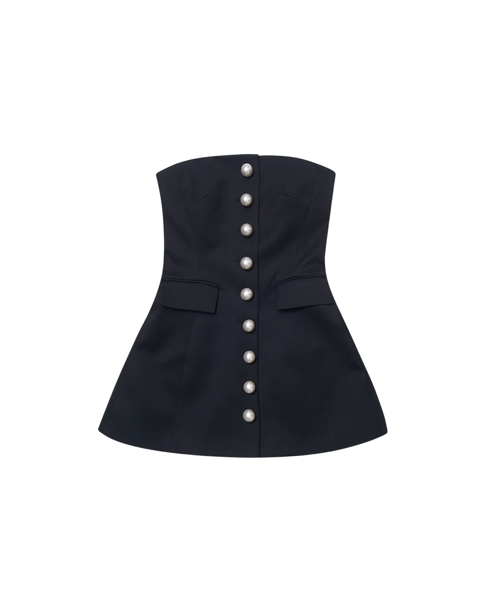 Kimhe Kim - Pearl Buttons Wool-Blend Bustier Mini Dress (Black) product image 6 | TRAB K-Fashion Australia