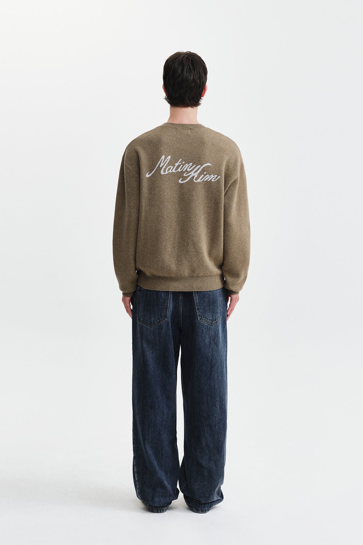 Matin Kim - Calligraphy Back Logo Knit Pullover (Khaki) product image 9 | TRAB K-Fashion Australia