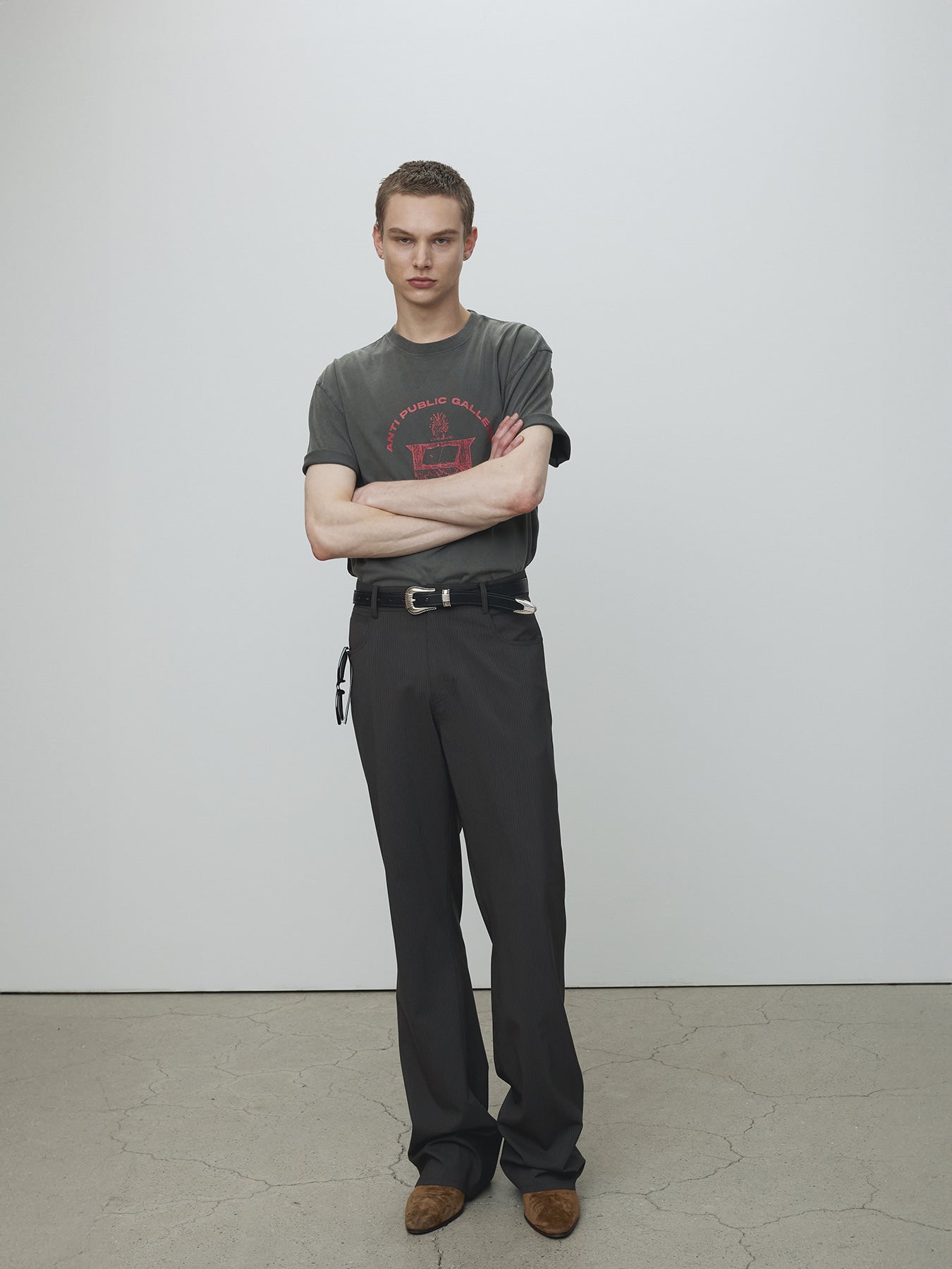 Tonywack - Vintage Stripe Flared Leg Pants (Olive Charcoal) product image 3 | TRAB K-Fashion Australia