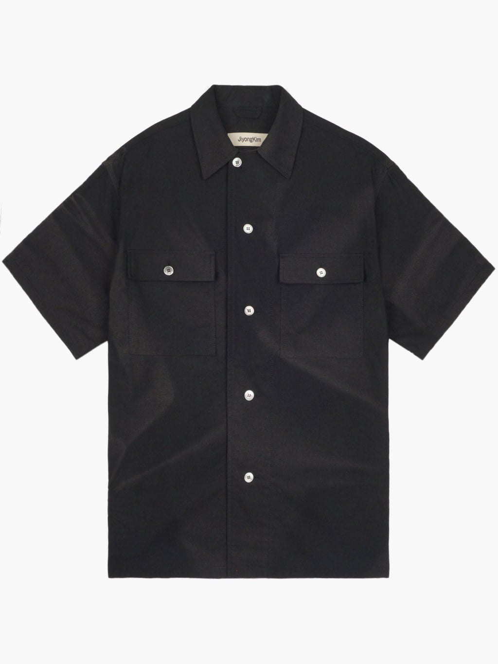 Jiyong Kim - Sun-Bleached Tailored Collar Half Sleeve Shirt (Black) product image 7 | TRAB K-Fashion Australia