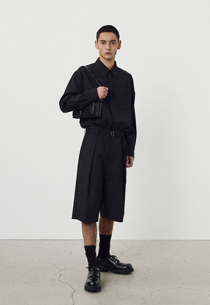 Tonywack - Wool Twill Hidden Pocket Shirt (Black) product image 3 | TRAB K-Fashion Australia