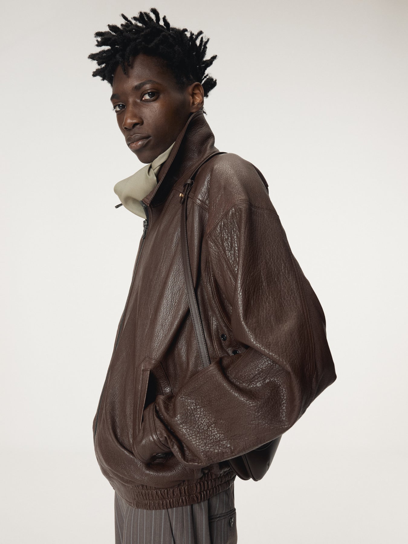 Recto - High-Neck Leather Jumper (Brown) product image 6 | TRAB K-Fashion Australia