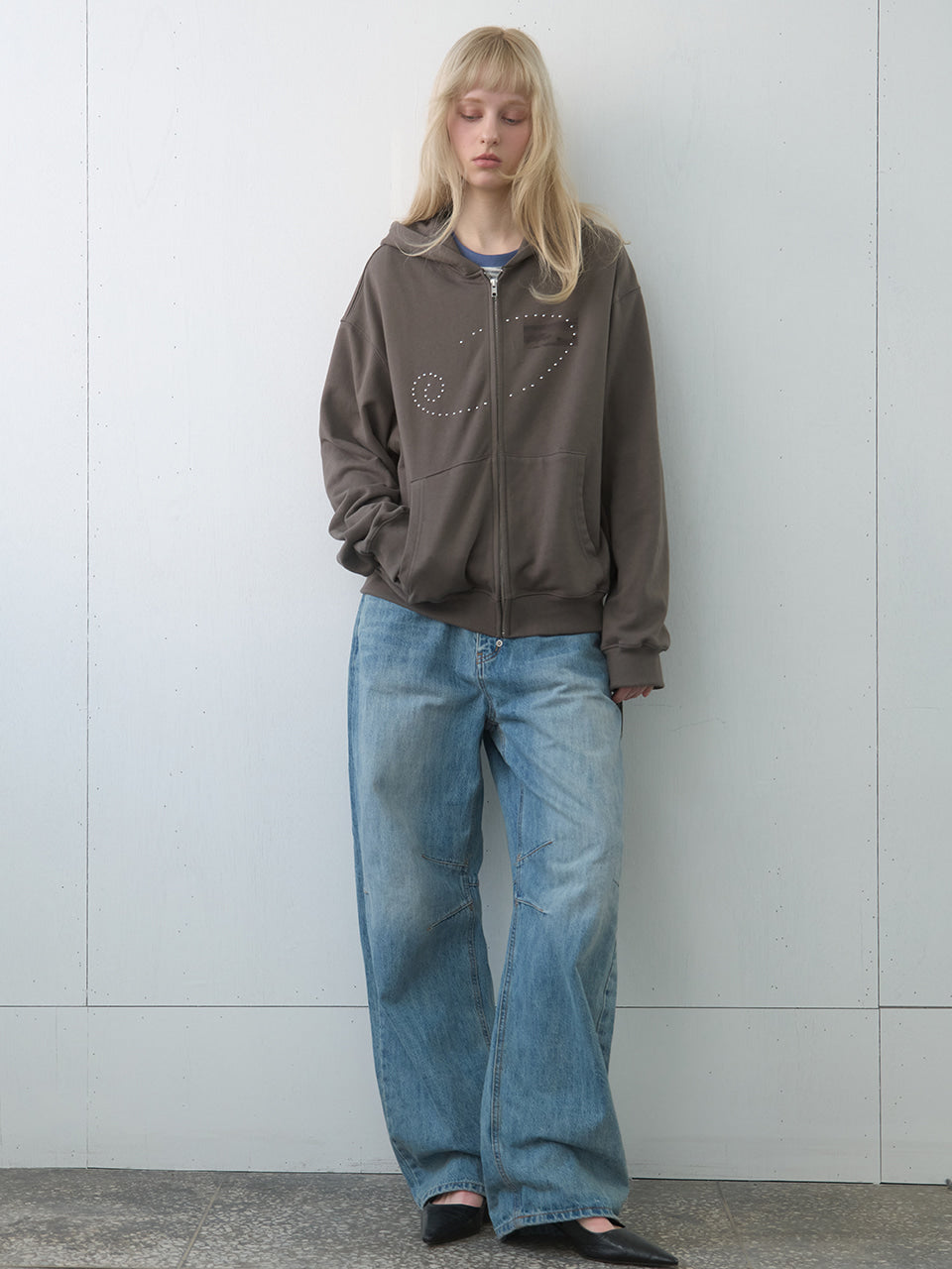 Kijun - Dusty Zip-Up Hoodie (Charcoal) product image 5 | TRAB K-Fashion Australia
