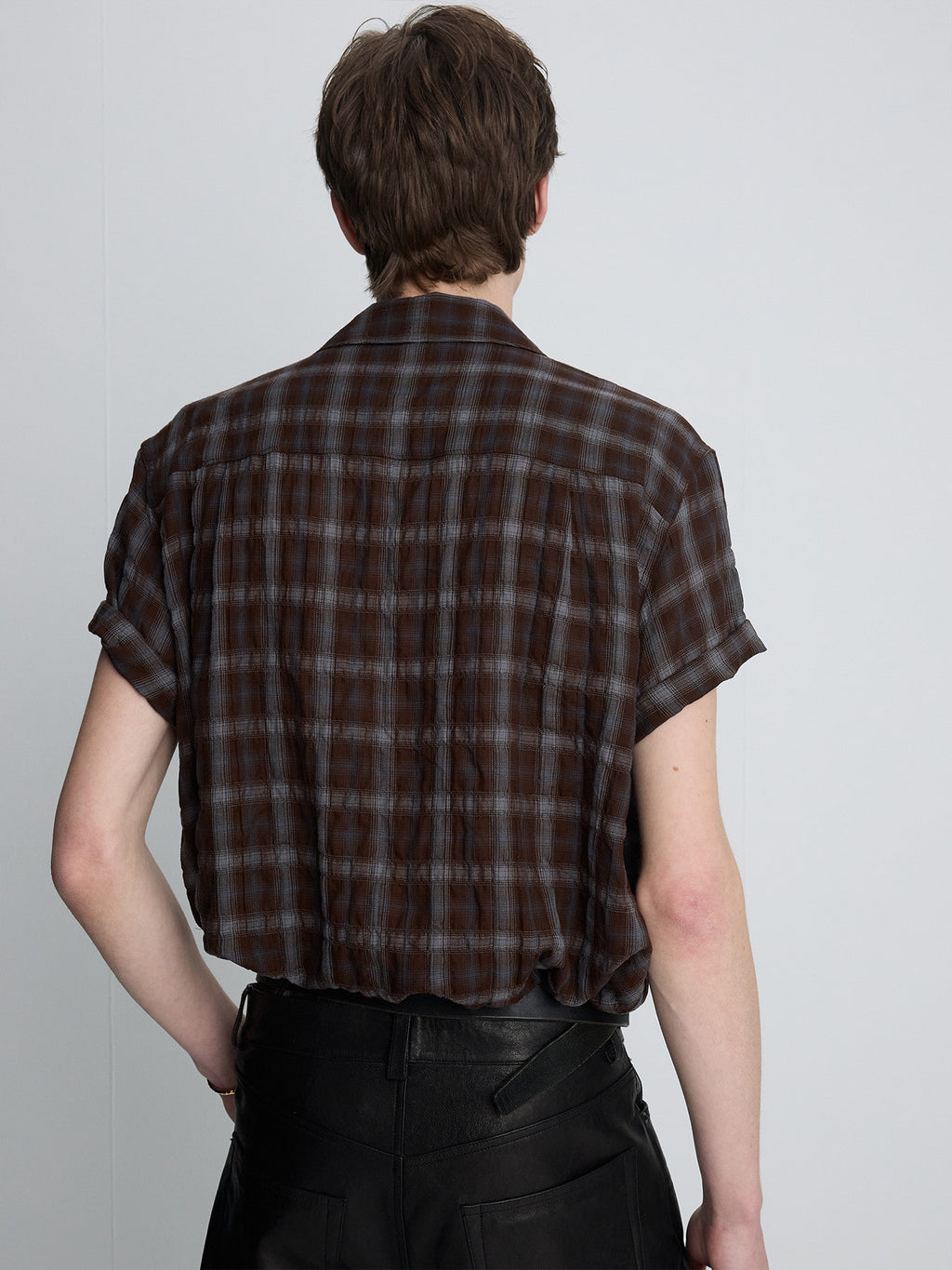 Tonywack - Checked Cotton Rayon Shirt (Umber/Slate Blue) product image 7 | TRAB K-Fashion Australia