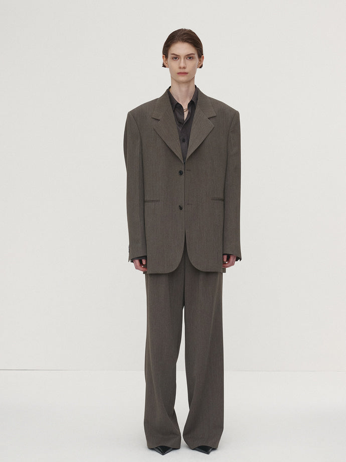 Tonywack - Light Wool Pleated Wide Trousers (Beige Taupe) product image 5 | TRAB K-Fashion Australia