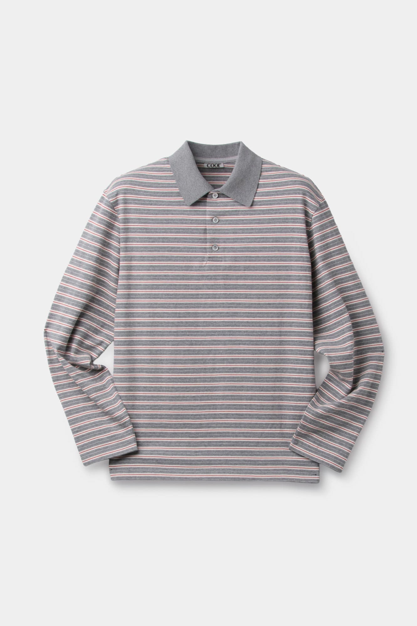 Coor - Multi Pin Pique Polo Long Sleeve (Light Gray) product image 1 | TRAB K-Fashion Australia