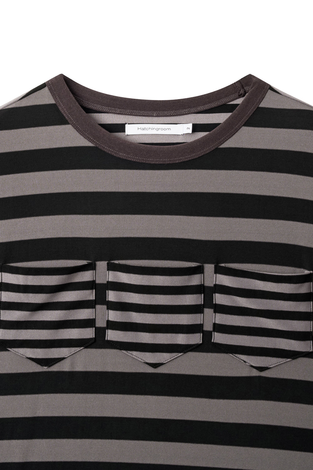 Hatchingroom - Triple Pocket Tee Stripe (Brown Charcoal) product image 3 | TRAB K-Fashion Australia