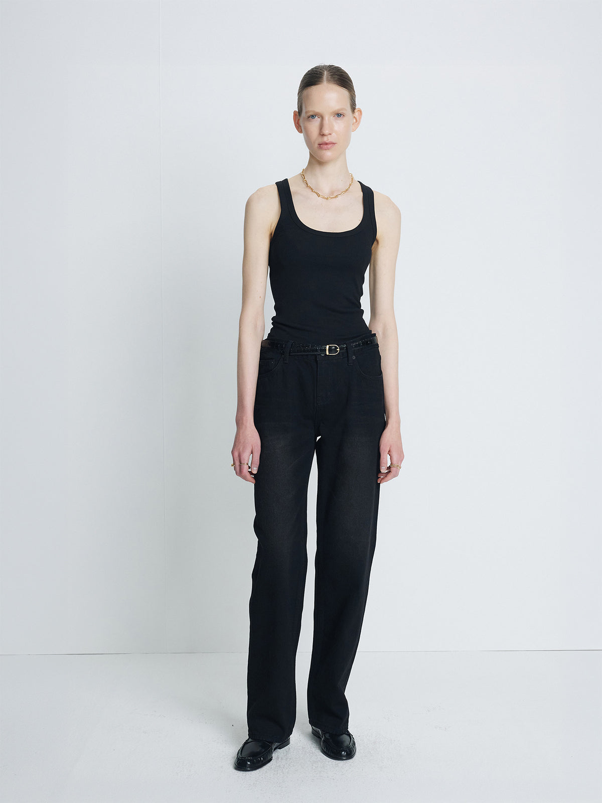 Tonywack - Low-Rised Straight Classic Denim Pants (Faded Black) product image 1 | TRAB K-Fashion Australia