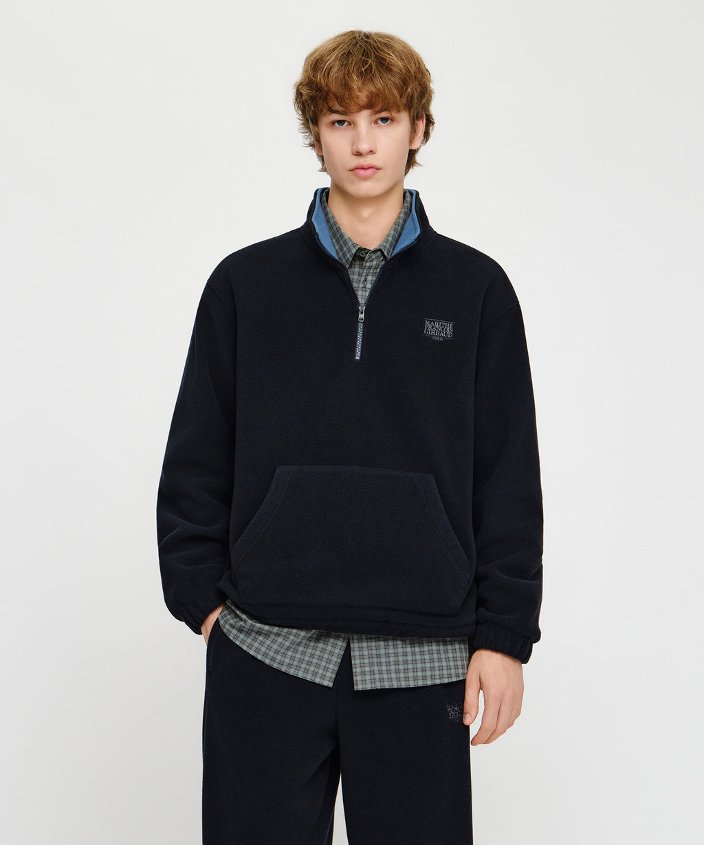 Marithe & Francois Girbaud - Small Classic Logo Fleece Anorak (Dark Navy) product image 1 | TRAB K-Fashion Australia