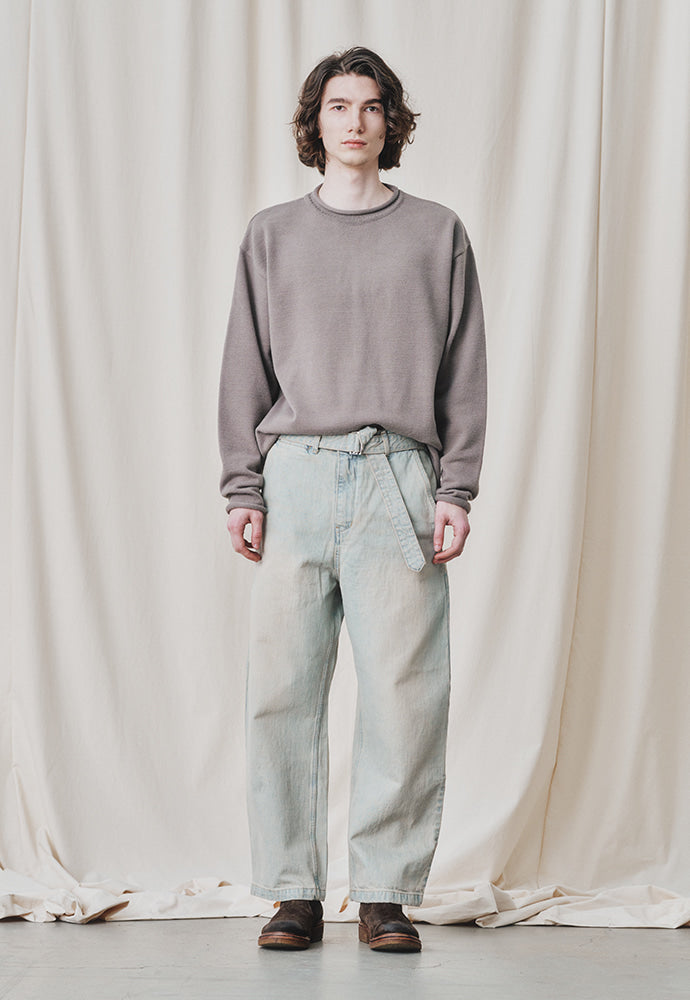 Art if acts - Belted Wide Denim Pants (Bleached Indigo) product image 3 | TRAB K-Fashion Australia