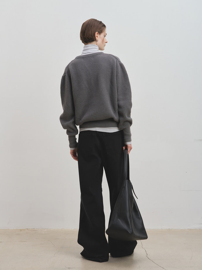 Tonywack - Merino Wool V-Neck Oversized Sweater (Grey) product image 4 | TRAB K-Fashion Australia