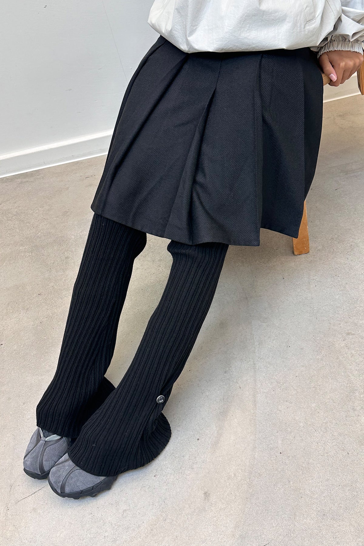 Matin Kim - Layered Knit Boots Cut Pants (Black) product image 7 | TRAB K-Fashion Australia