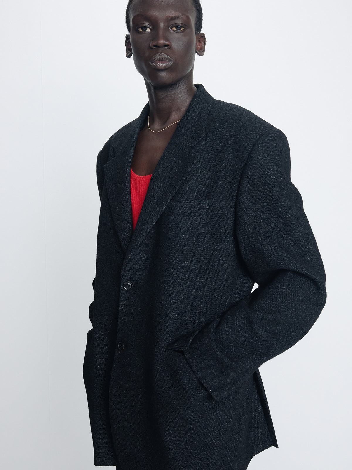 Tonywack - Herringbone Wool Relaxed Tailored Jacket (Anthracite) product image 5 | TRAB K-Fashion Australia