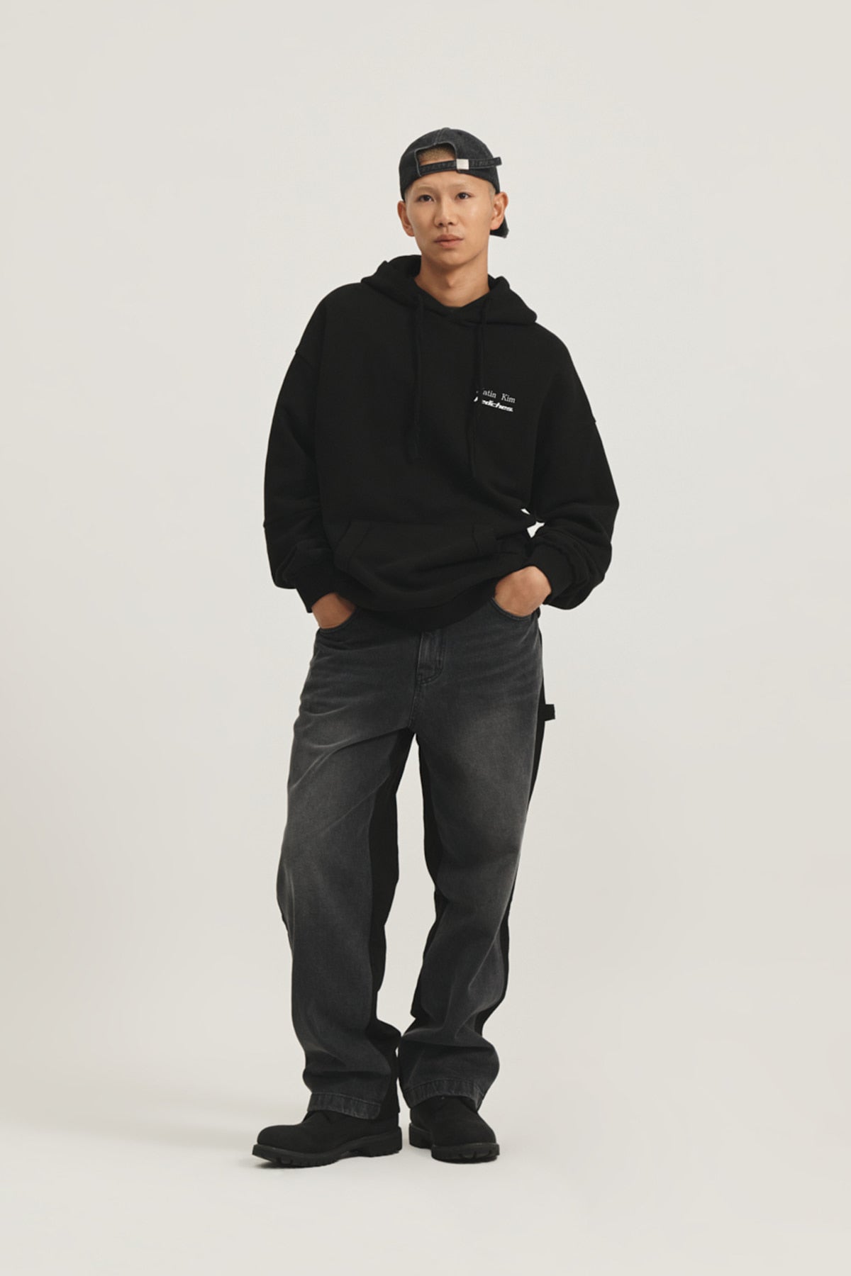 Matin Kim - Peaches Logo Graphic Hoody (Black) product image 11 | TRAB K-Fashion Australia