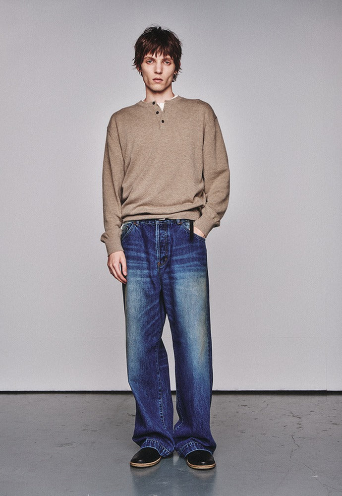 Art if acts - Vintage Wide Denim Pants (Washed Indigo) product image 1 | TRAB K-Fashion Australia