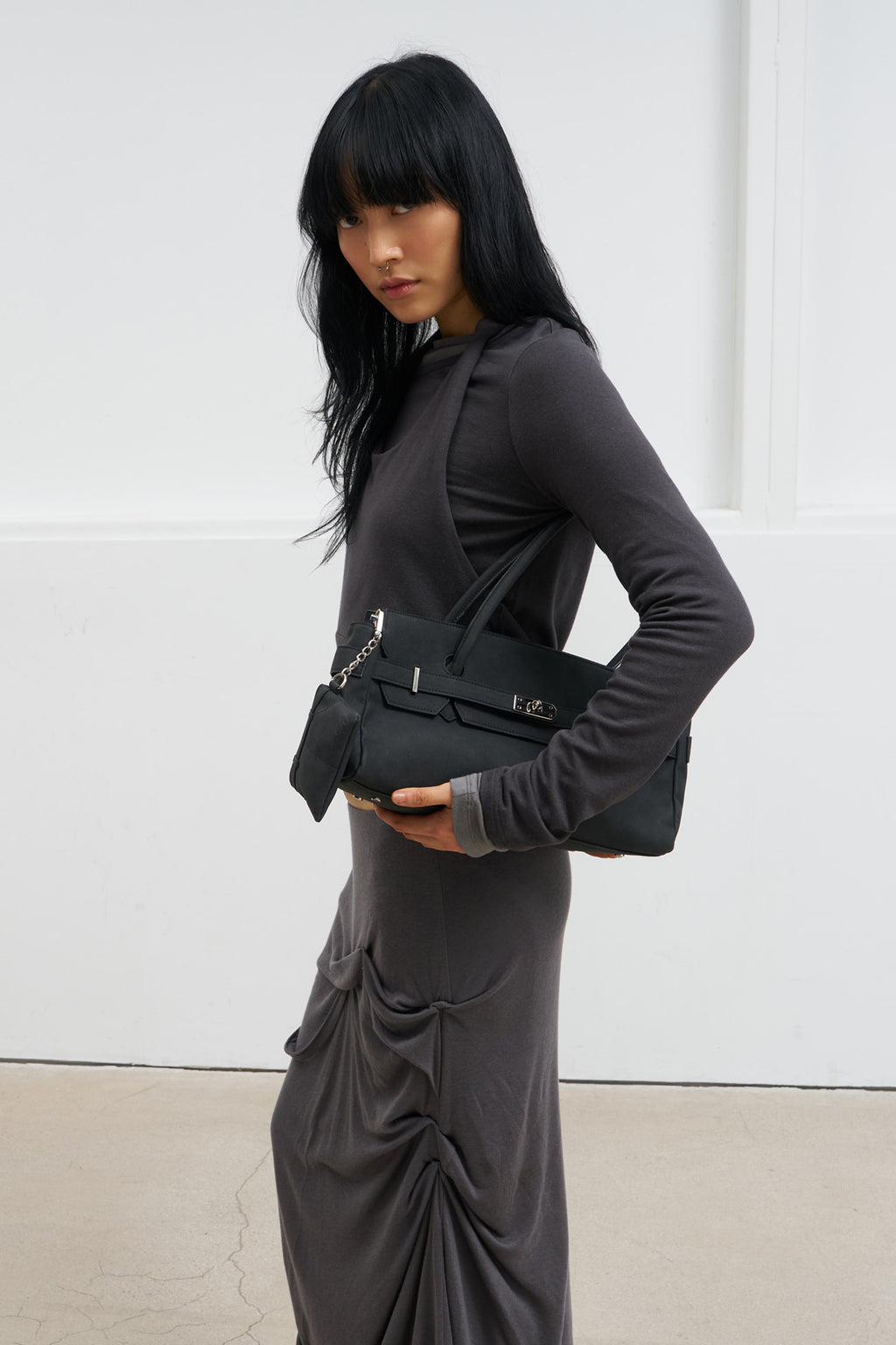 Deinet - Layered Halter Neck Long Sleeve (Charcoal) product image 6 | TRAB K-Fashion Australia