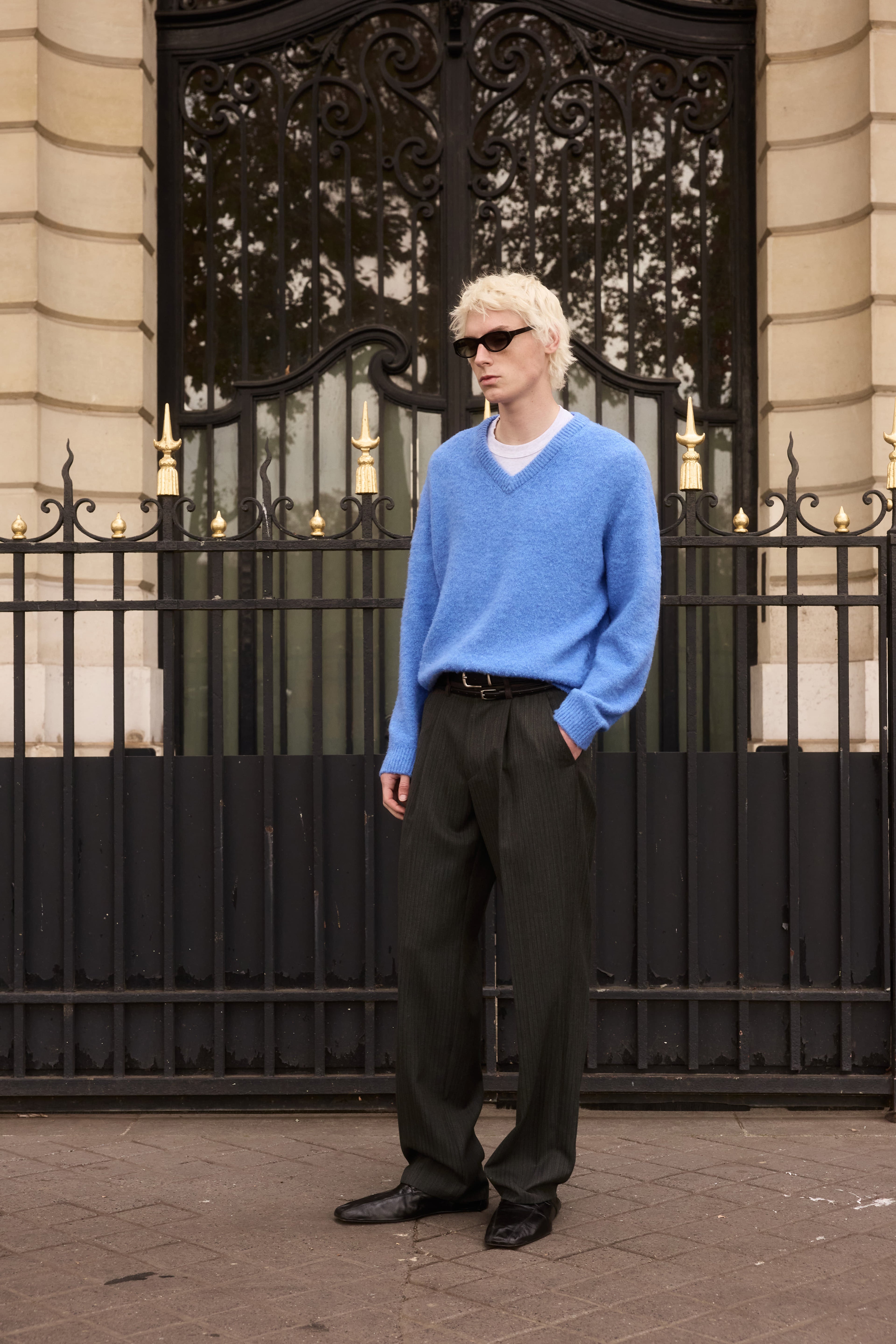 STU - Boucle V-Neck Knit In Azure (Blue) product image 3 | TRAB K-Fashion Australia
