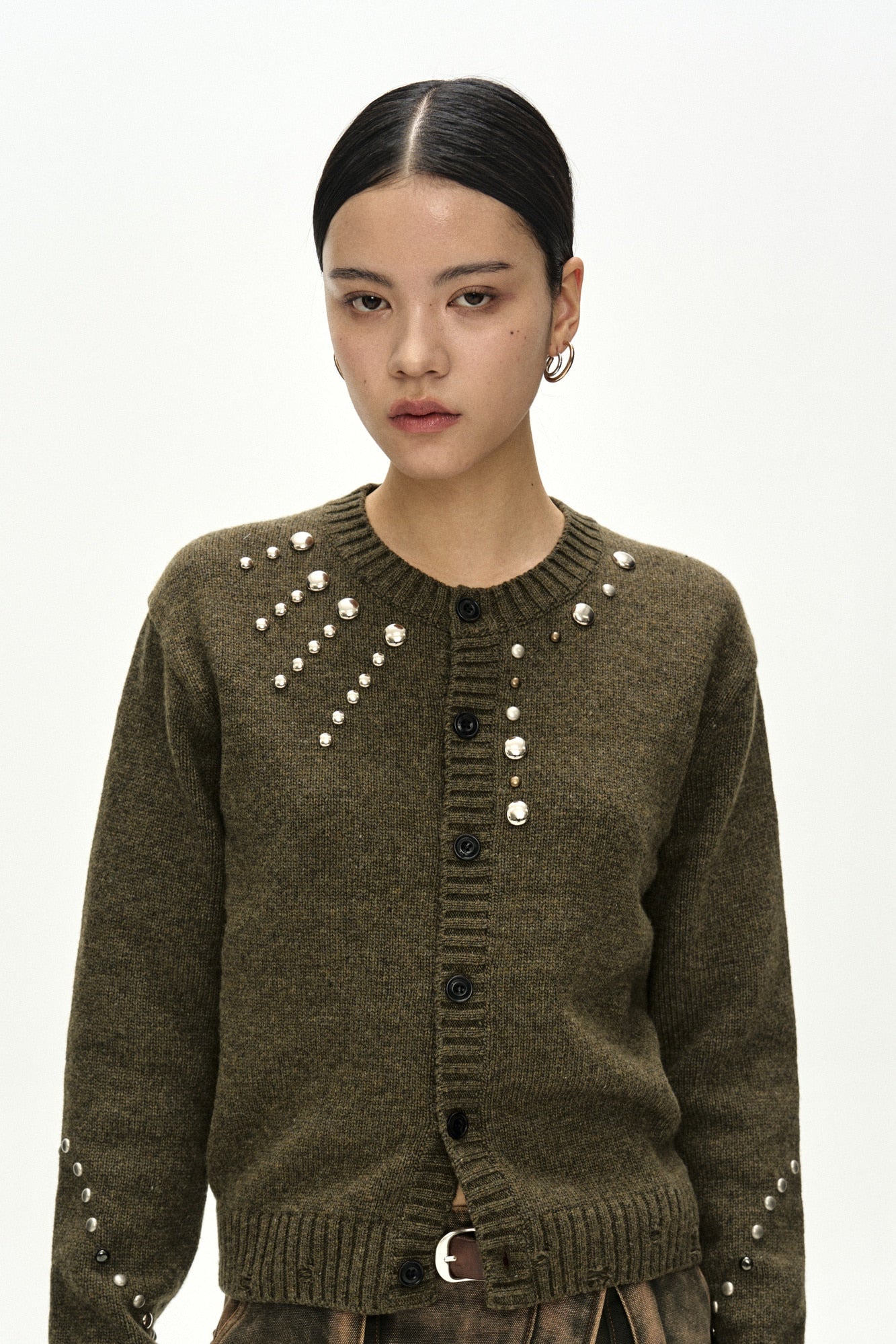 Andersson Bell - Roghen Studded Cardigan (moss Khaki) (Moss Khaki) product image 7 | TRAB K-Fashion Australia