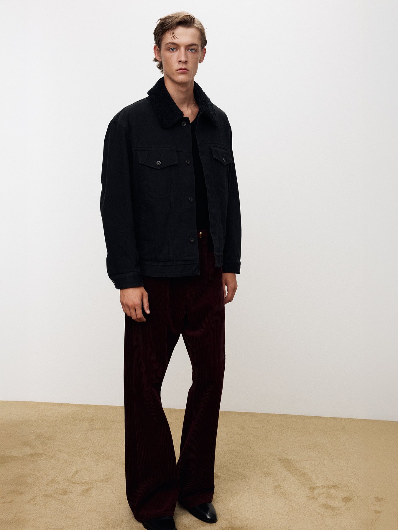Tonywack - Wool Shearling Collar Denim Jacket (Washed Black) product image 5 | TRAB K-Fashion Australia